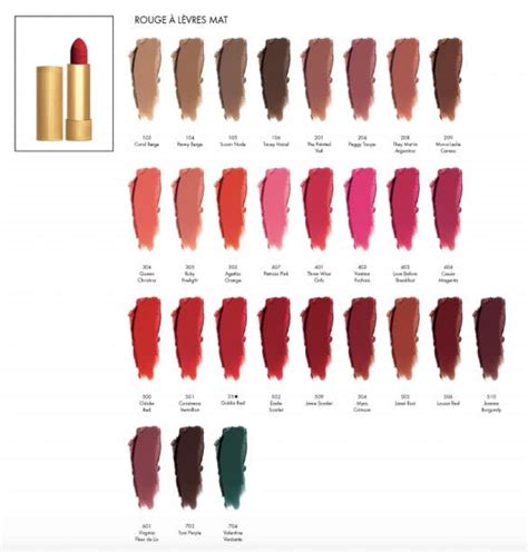 Gucci lipstick color chart